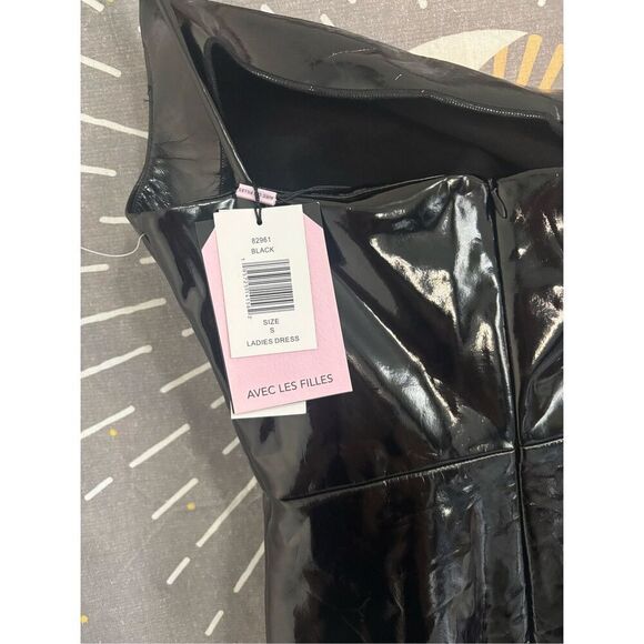 NWT Avec Les Files Faux-Ever Leather One Shoulder Dress - Picture 6 of 6